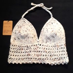 Handmade Crochet Corset back Brallete Tan Tweed color Size medium